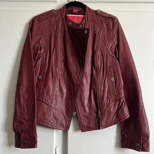 Dark red leather jacket. Lightly used. Good condition